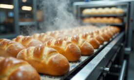 Chlebová linka čerstvě rozpečený chleba